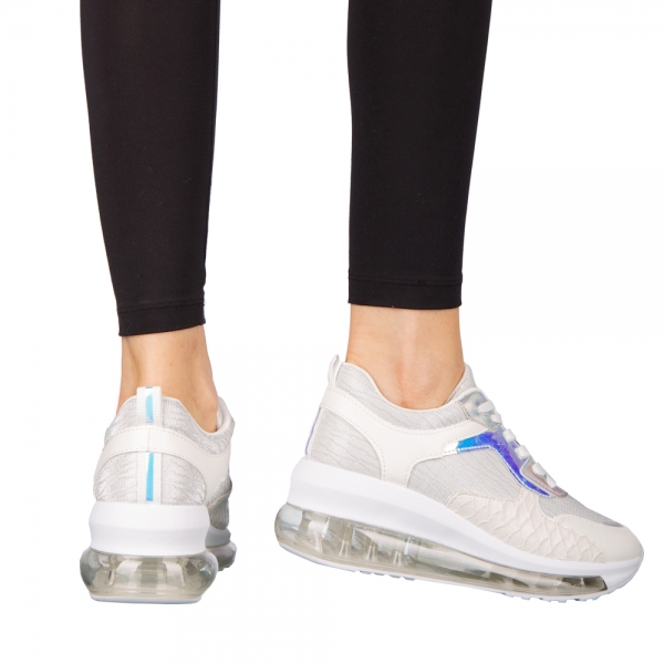 Дамски спортни обувки  бели  от еко кожа и текстилен материал  Seka, 4 - Kalapod.bg