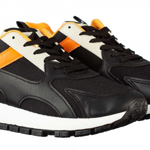 Мъжки спортни обувки черни  от еко кожа и текстилен материал  Conaky, 3 - Kalapod.bg