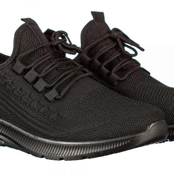 Мъжки спортни обувки черни от текстилен материал  Lugo, 3 - Kalapod.bg