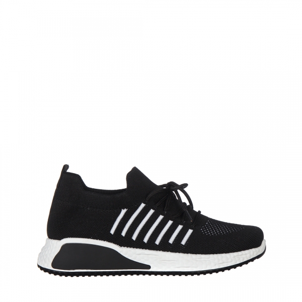 Дамски спортни обувки черни с бяло от текстилен материал Biriza, 2 - Kalapod.bg