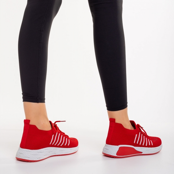 Дамски спортни обувки червени  от текстилен материал Biriza, 4 - Kalapod.bg