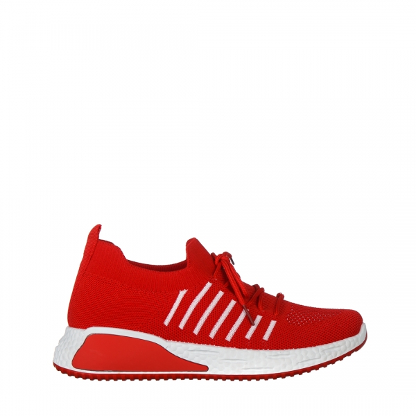 Дамски спортни обувки червени  от текстилен материал Biriza, 2 - Kalapod.bg