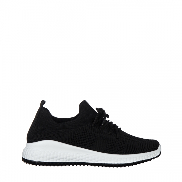 Дамски спортни обувки  черни с бялоот текстилен материал  Eryla, 2 - Kalapod.bg