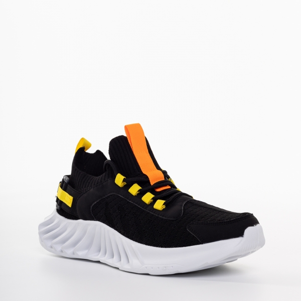 Мъжки спортни обувки черни със жълто от текстилен материал Denyz - Kalapod.bg