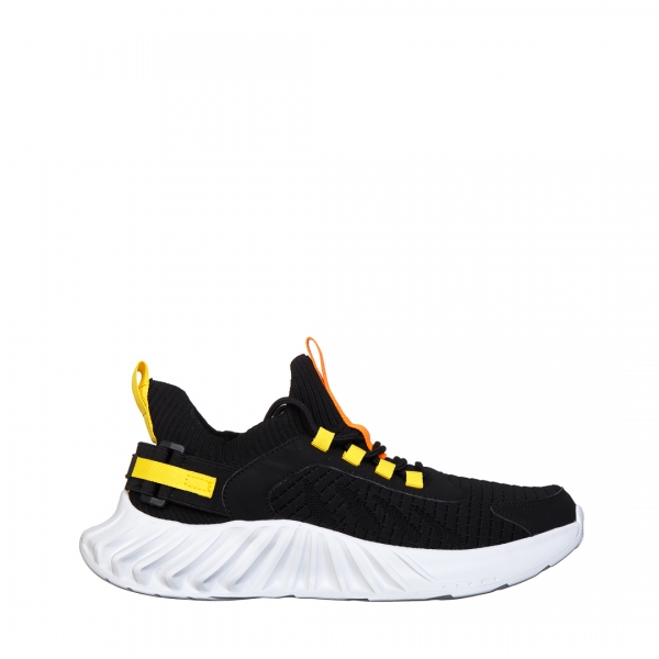 Мъжки спортни обувки черни със жълто от текстилен материал Denyz, 2 - Kalapod.bg