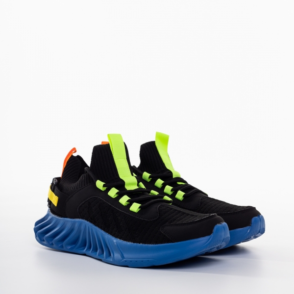 Мъжки спортни обувки черни със синьо от текстилен материал Denyz, 3 - Kalapod.bg