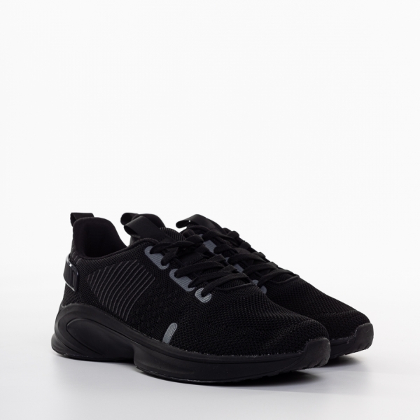 Мъжки спортни обувки черни със сиво от текстилен материал Tomin, 3 - Kalapod.bg