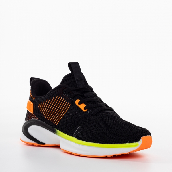 Мъжки спортни обувки черни с оранжево от текстилен материал Tomin - Kalapod.bg