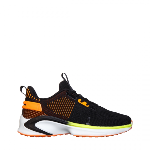 Мъжки спортни обувки черни с оранжево от текстилен материал Tomin, 2 - Kalapod.bg