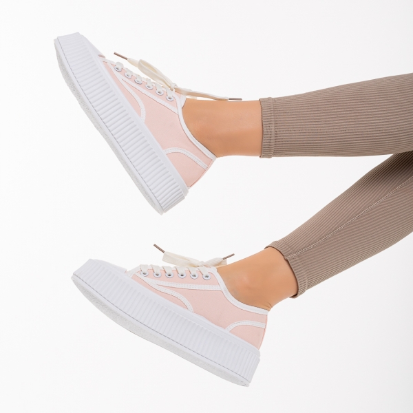 Дамски спортни обувки розови  от текстилен материал  Ariza, 4 - Kalapod.bg