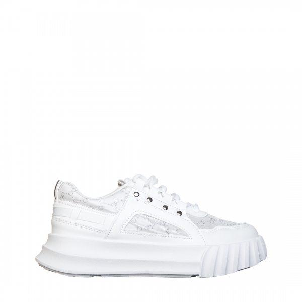 Дамски спортни обувки бели  от еко кожа и текстилен материал Meriz, 2 - Kalapod.bg