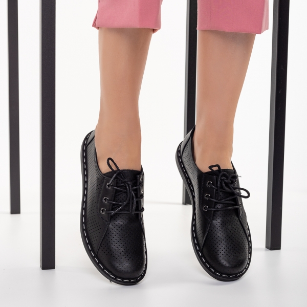 Всекидневни дамски обувки  черни  от еко кожа  Leondra, 5 - Kalapod.bg