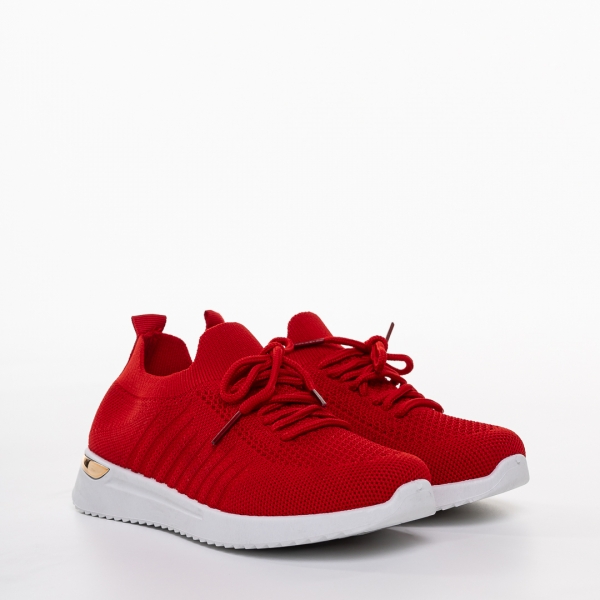 Детски спортни обувки червени от текстилен материал Brielle, 3 - Kalapod.bg