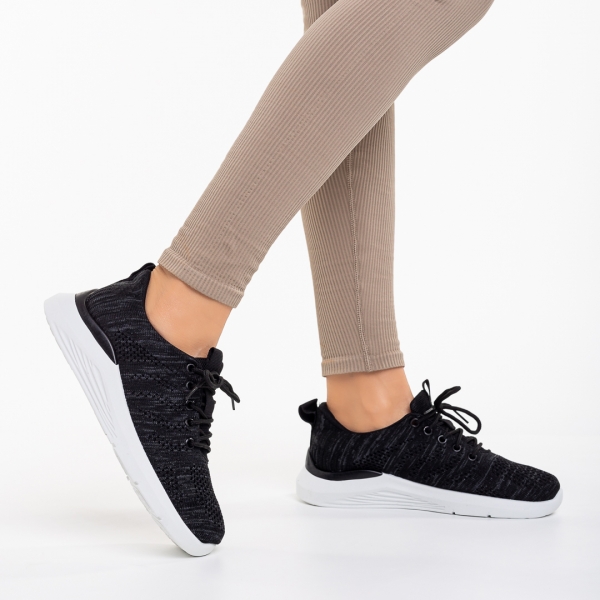 Дамски спортни обувки  черни  от текстилен материал  Thiago, 5 - Kalapod.bg