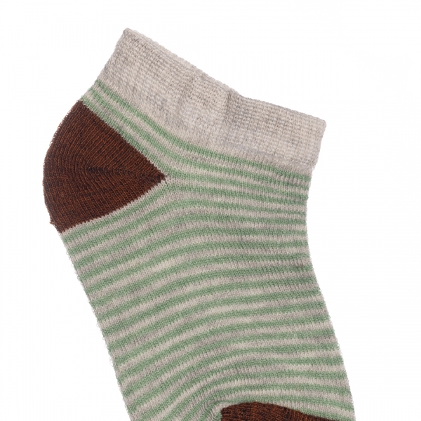 К-т 2 чифта детски къси чорапи M-C066 сиви със зелени ленти, 2 - Kalapod.bg