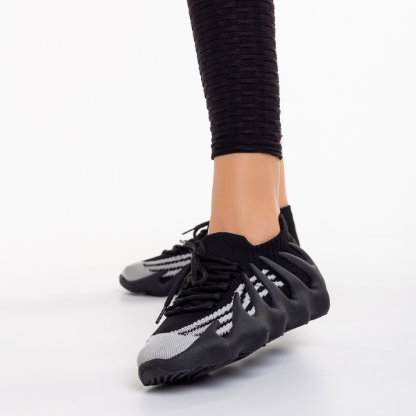 Дамски спортни обувки  черни  от текстилен материал  Nelly, 6 - Kalapod.bg