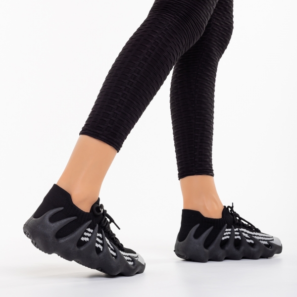 Дамски спортни обувки  черни  от текстилен материал  Nelly, 5 - Kalapod.bg