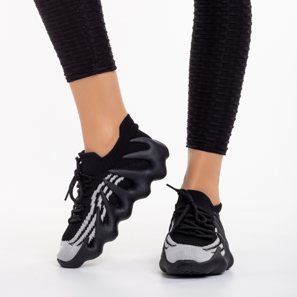 Дамски спортни обувки  черни  от текстилен материал  Nelly, 4 - Kalapod.bg