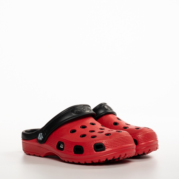 Детски чехли черни с червено от синтетичен материал  Ibrahim, 4 - Kalapod.bg