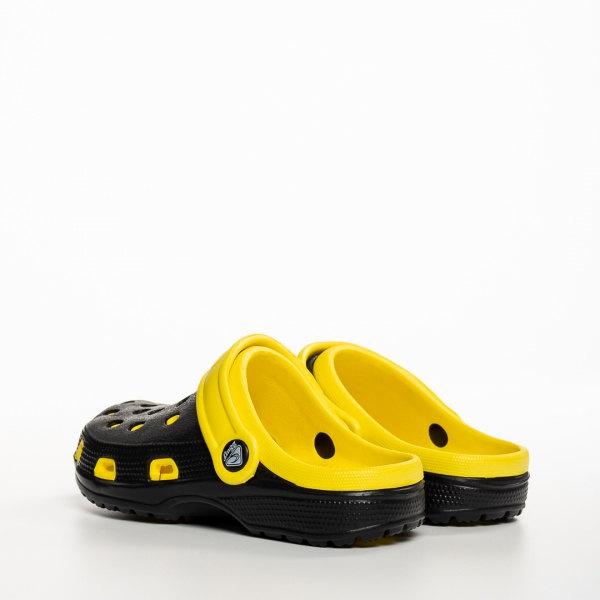Детски чехли черни със жълто от синтетичен материал  Ibrahim, 3 - Kalapod.bg