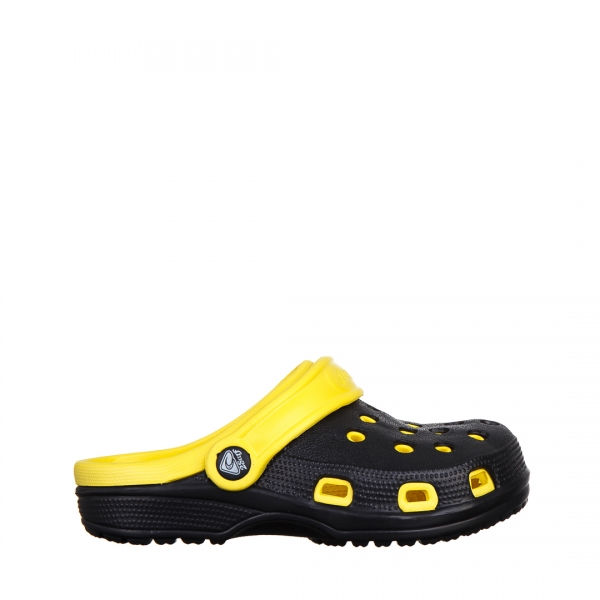 Детски чехли черни със жълто от синтетичен материал  Ibrahim, 2 - Kalapod.bg