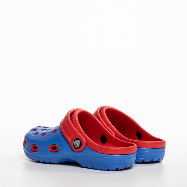 Детски чехли сини с червено от синтетичен материал  Ibrahim, 3 - Kalapod.bg