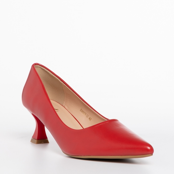 Дамски обувки  червени от еко кожа  Esther, 3 - Kalapod.bg