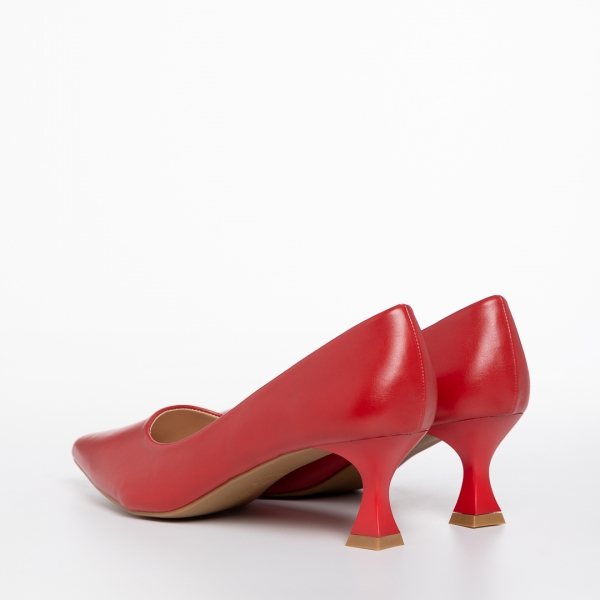 Дамски обувки  червени от еко кожа  Esther, 4 - Kalapod.bg
