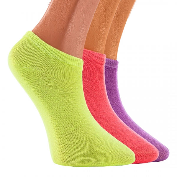 К-т 3 чифта детски чорапи  цикламени  лилави  светло зелени - Kalapod.bg