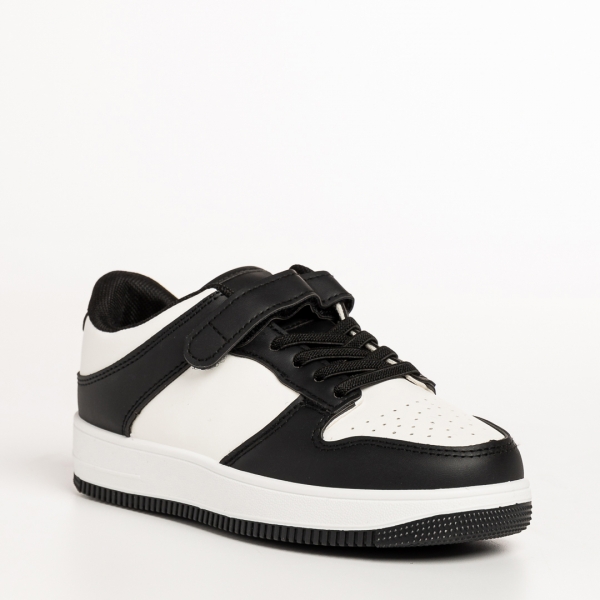 Детски спортни обувки черни с бяло от еко кожа Neal - Kalapod.bg