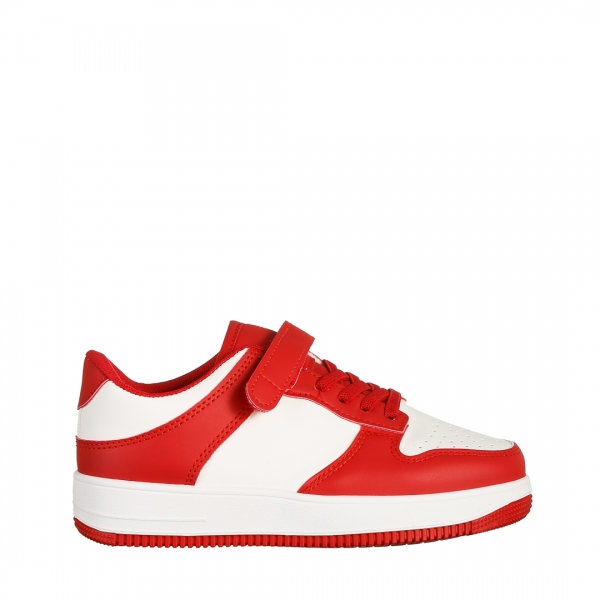 Детски спортни обувки червени  с  бяло от еко кожа Neal, 2 - Kalapod.bg