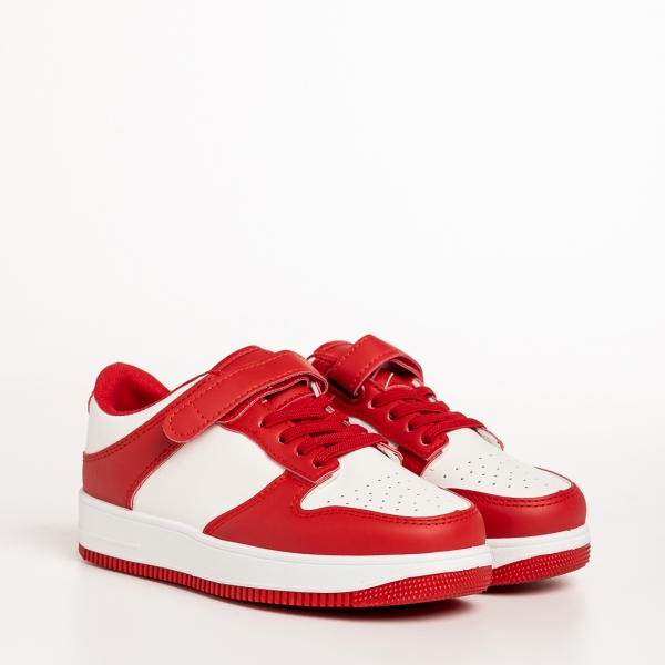 Детски спортни обувки червени  с  бяло от еко кожа Neal, 3 - Kalapod.bg