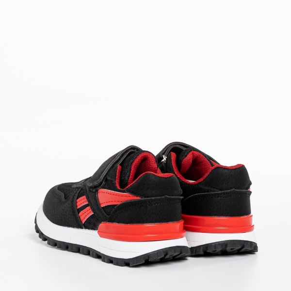 Детски спортни обувки  черни  с червено e от текстилен материал  Venetta, 4 - Kalapod.bg