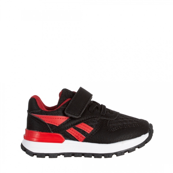 Детски спортни обувки  черни  с червено e от текстилен материал  Venetta, 2 - Kalapod.bg