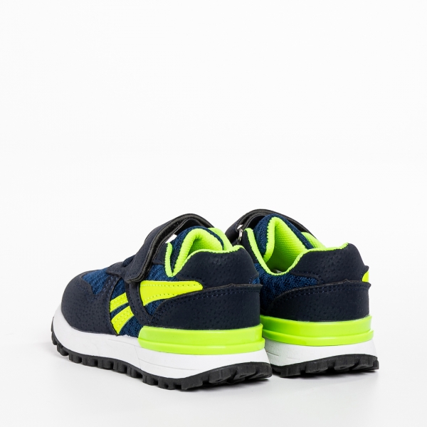 Детски спортни обувки  сини със зелено  от текстилен материал  Venetta, 4 - Kalapod.bg