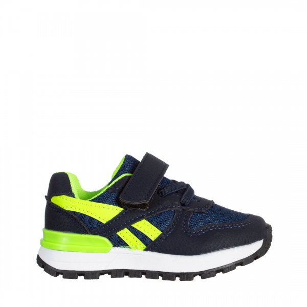 Детски спортни обувки  сини със зелено  от текстилен материал  Venetta, 2 - Kalapod.bg