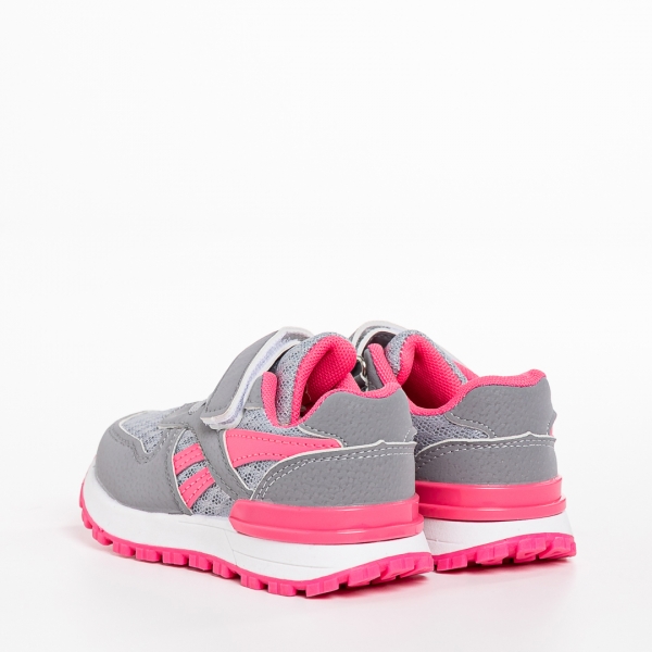 Детски спортни обувки сиви с розово  от текстилен материал  Venetta, 4 - Kalapod.bg