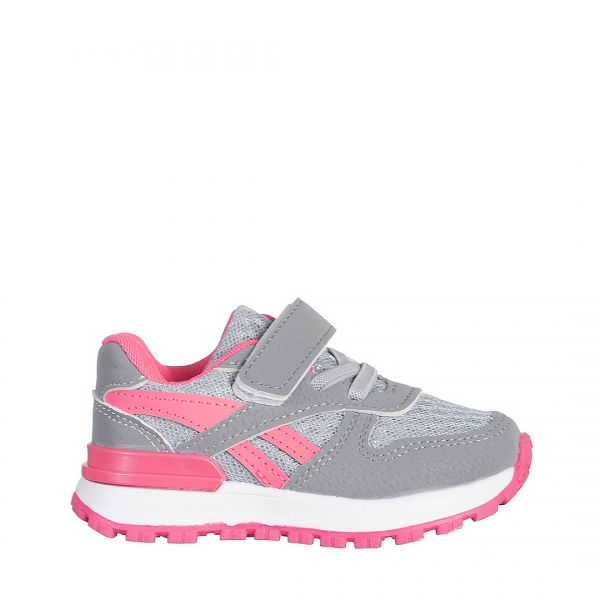 Детски спортни обувки сиви с розово  от текстилен материал  Venetta, 2 - Kalapod.bg