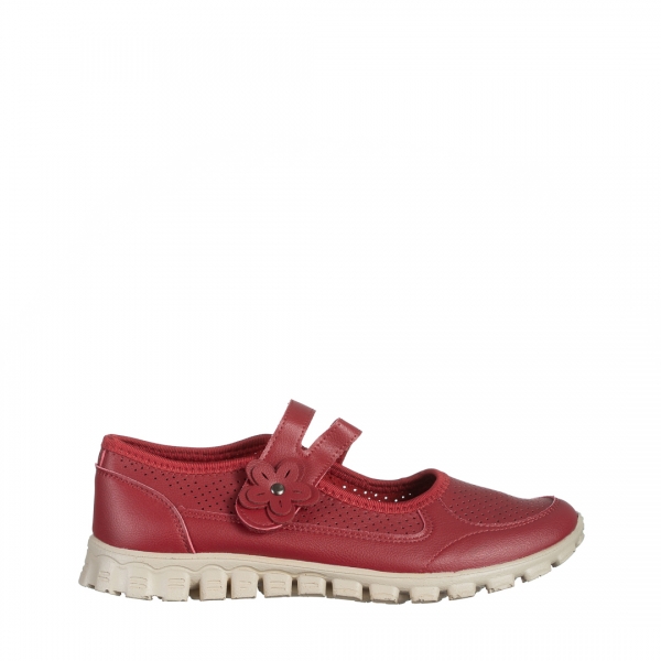 Всекидневни дамски обувки  червени от еко кожа  Ladana, 2 - Kalapod.bg