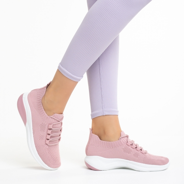 Дамски спортни обувки  розови  от текстилен материал  Latifa, 4 - Kalapod.bg