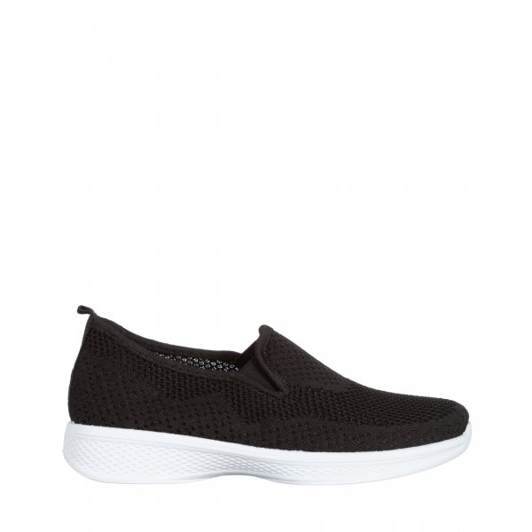 Дамски спортни обувки  бели с черно от текстилен материал  Leanne, 2 - Kalapod.bg