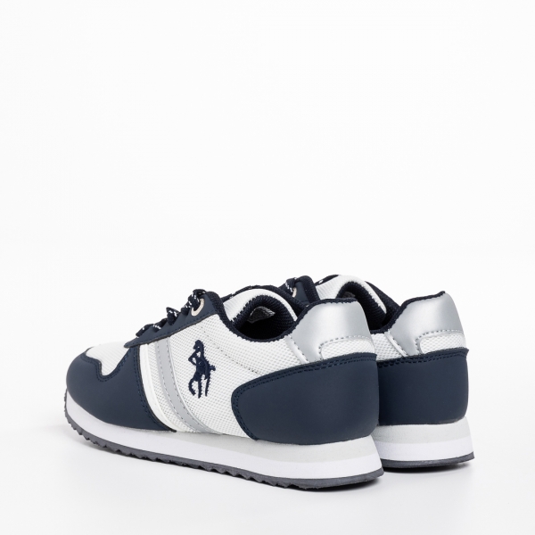 Детски спортни обувки  бели със синьо от текстилен материал  Lear, 4 - Kalapod.bg