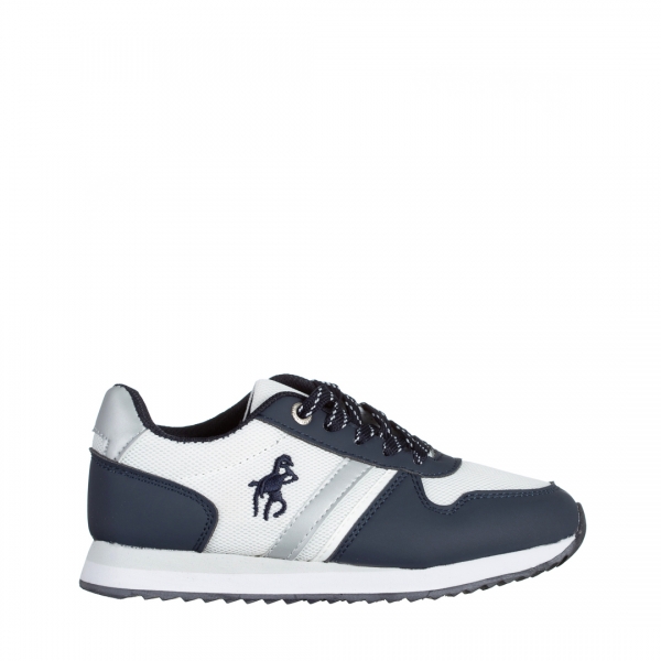 Детски спортни обувки  бели със синьо от текстилен материал  Lear, 2 - Kalapod.bg