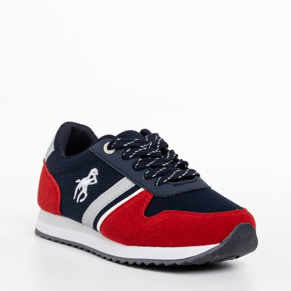 Детски спортни обувки  сини с червено  от текстилен материал  Lear, 3 - Kalapod.bg
