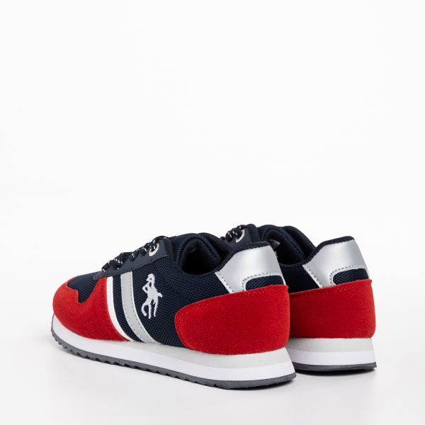 Детски спортни обувки  сини с червено  от текстилен материал  Lear, 4 - Kalapod.bg