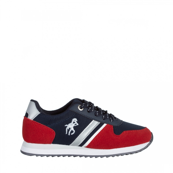 Детски спортни обувки  сини с червено  от текстилен материал  Lear, 2 - Kalapod.bg