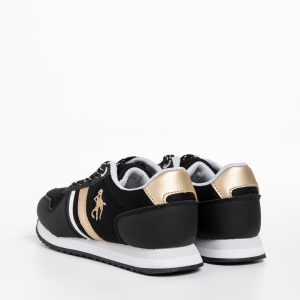 Детски спортни обувки  черни със златисто от текстилен материал  Lear, 3 - Kalapod.bg