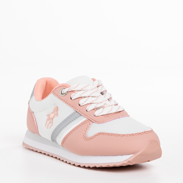 Детски спортни обувки  бели с розово  от текстилен материал  Lear, 4 - Kalapod.bg