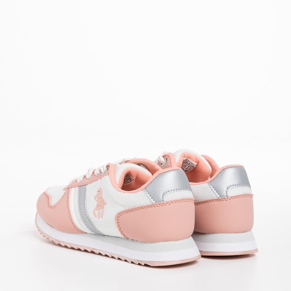 Детски спортни обувки  бели с розово  от текстилен материал  Lear, 3 - Kalapod.bg