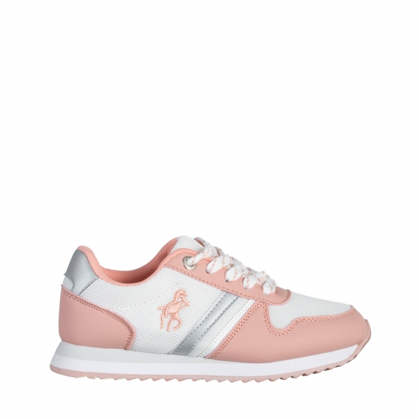 Детски спортни обувки  бели с розово  от текстилен материал  Lear, 2 - Kalapod.bg